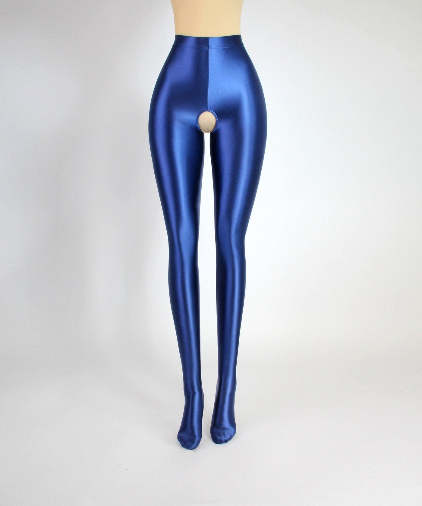 High - Shine Crotchless Spandex Leggings - Ultra Stretch, Breathable Comfort - Glossywear Designs