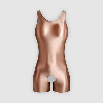 Open Crotch Shiny Tank Unitard Thigh Length - 14 Colors Available - Unisex Japanese Shaping Bodysuit - Glossywear Designs