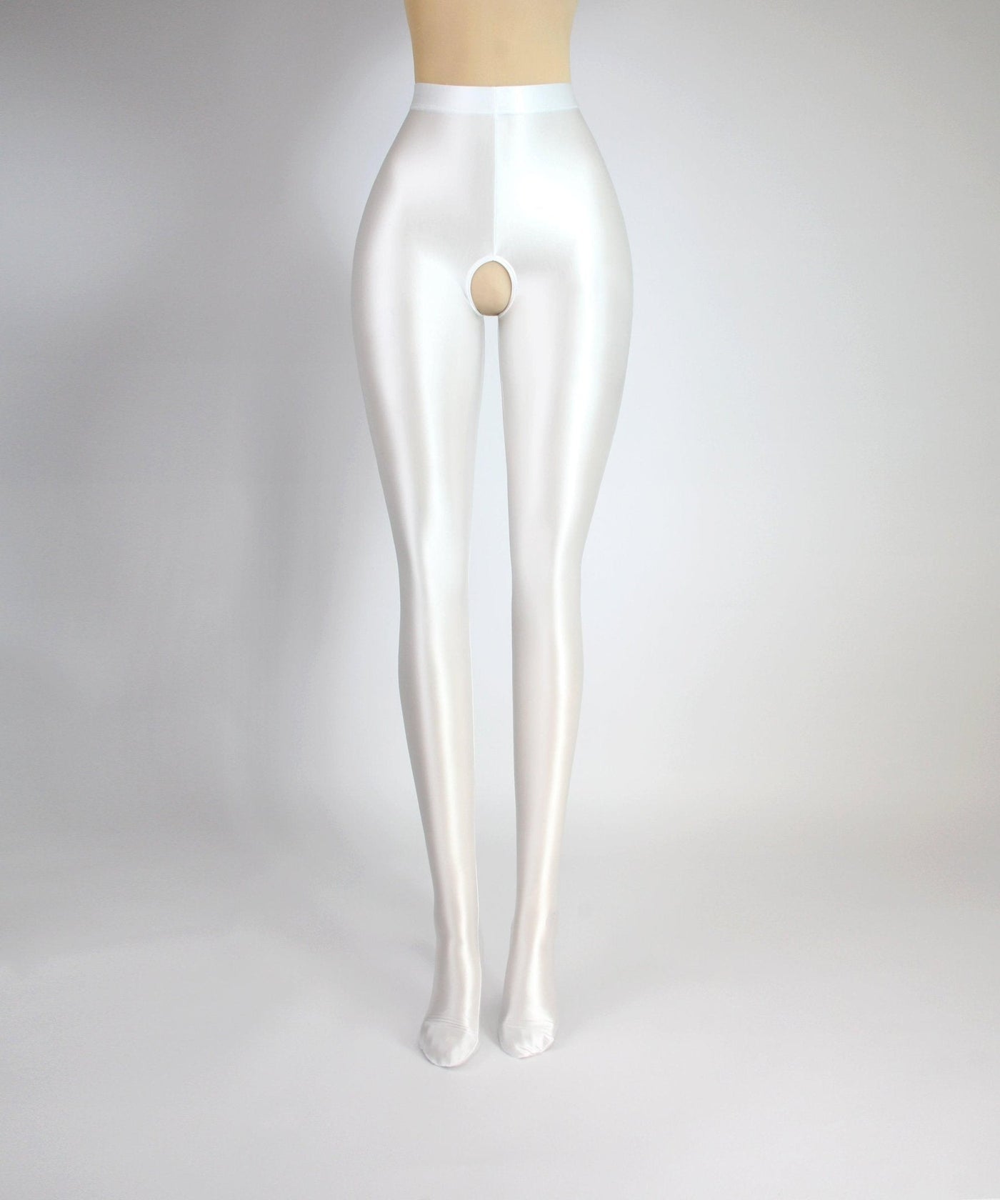 High - Shine Crotchless Spandex Leggings - Ultra Stretch, Breathable Comfort - Glossywear Designs