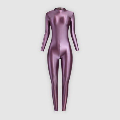 [Winter 2024 New Product New Color] Full - Body Unitard with High Neck, Back Zipper, Long Sleeves, and Ankle Long Design - Glossywear Designs