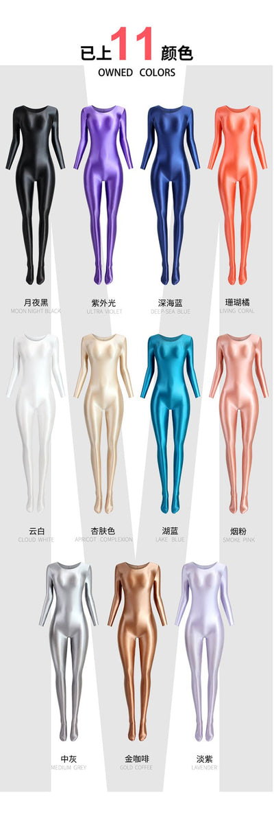 Super Shiny Stretch Unitard Jumpsuit - Full - Body Spandex Romper for Dance, Gymnastics & Cosplay - Glossywear Designs