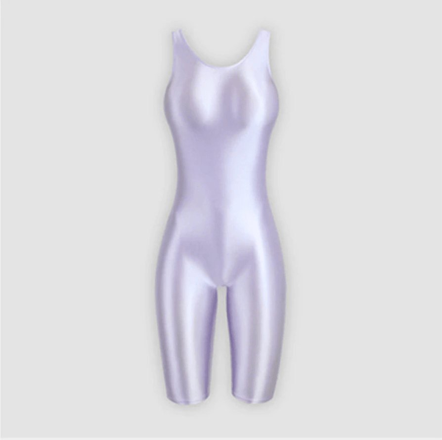 Shiny Unitard Satin Bodysuit Knee Length - 14 Colors Available - Unisex Japanese Shaping Bodysuit - Glossywear Designs