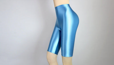 Shiny Metallic Workout Shorts Knee Length - 13 Colors - Glossywear Designs