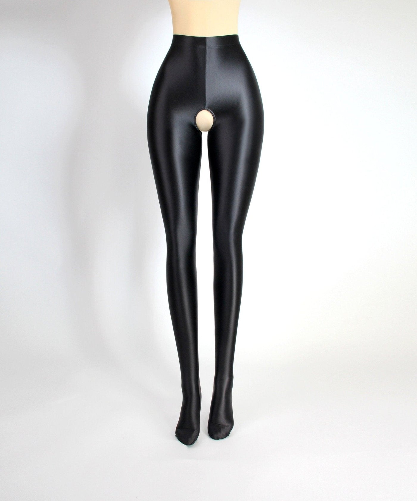 High - Shine Crotchless Spandex Leggings - Ultra Stretch, Breathable Comfort - Glossywear Designs