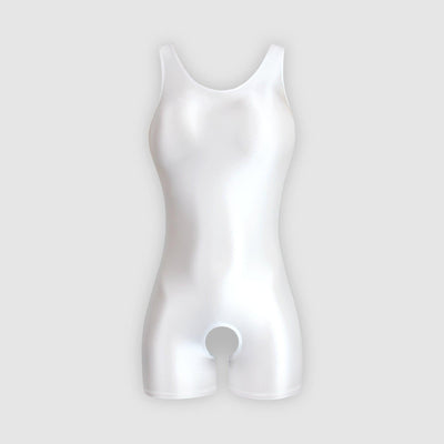 Open Crotch Shiny Tank Unitard Thigh Length - 14 Colors Available - Unisex Japanese Shaping Bodysuit - Glossywear Designs