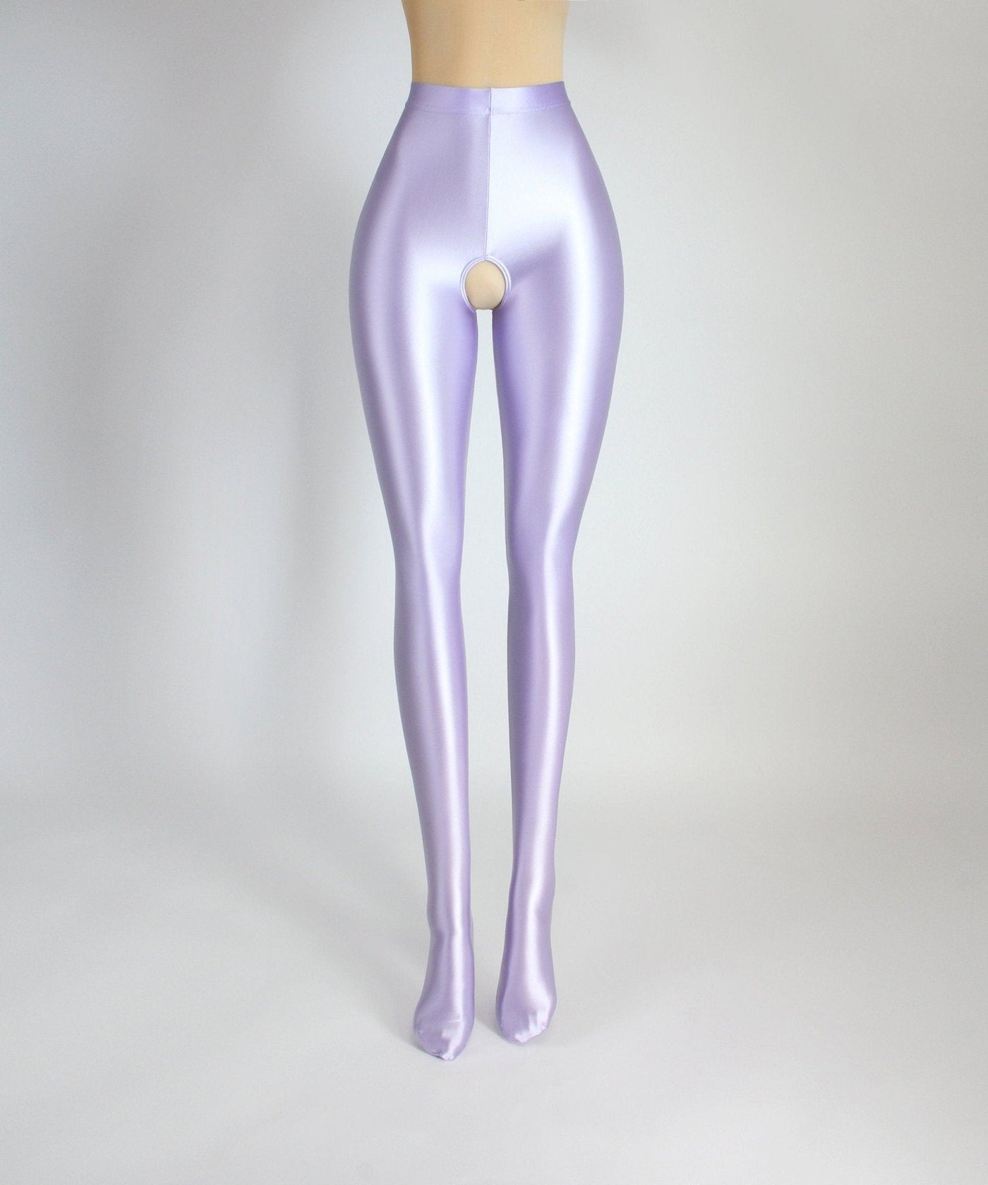 High - Shine Crotchless Spandex Leggings - Ultra Stretch, Breathable Comfort - Glossywear Designs