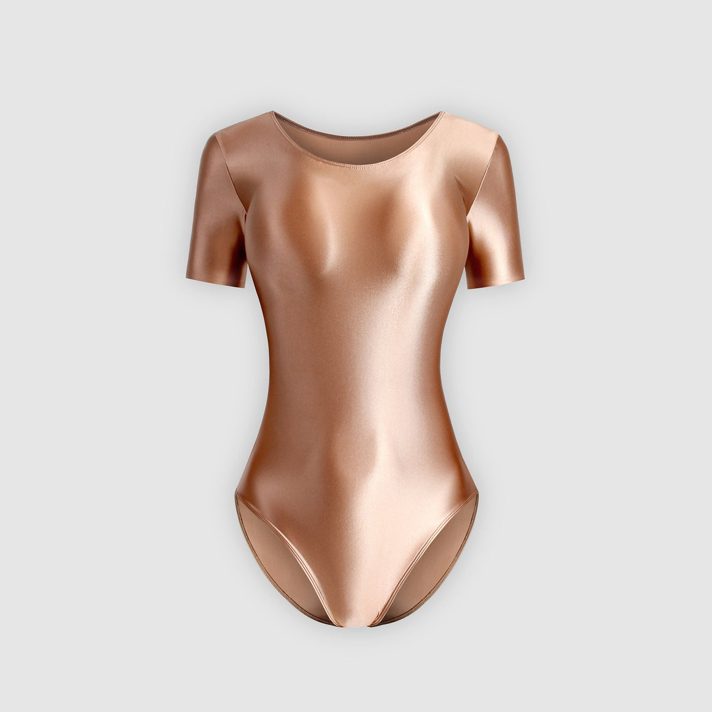 Short Sleeve Shiny Leotard | Full Coverage & Stretch Fit - Glossywear Designs