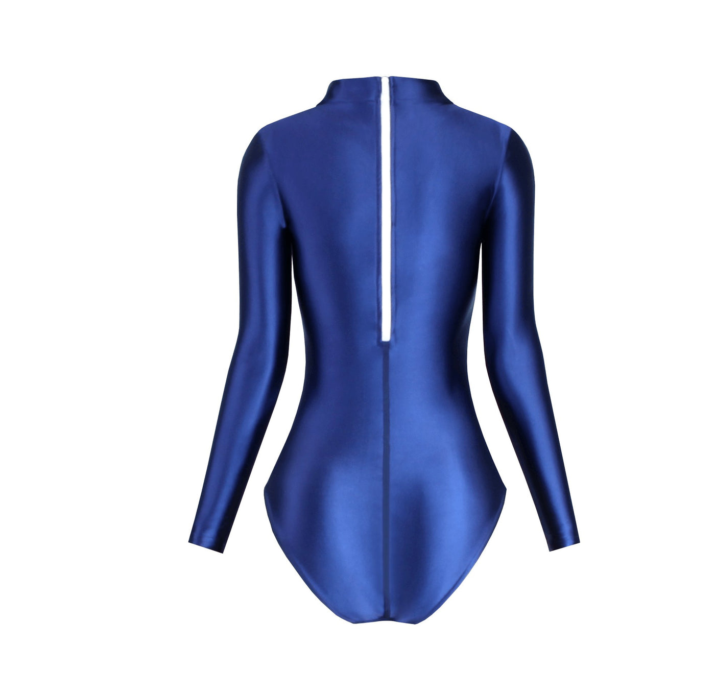 Shiny Long Sleeve Back Zipper Leotard Bodysuit | High - Shine Elastic Swimwear | Super Stretch Fabric | Plus Size - Glossywear Designs