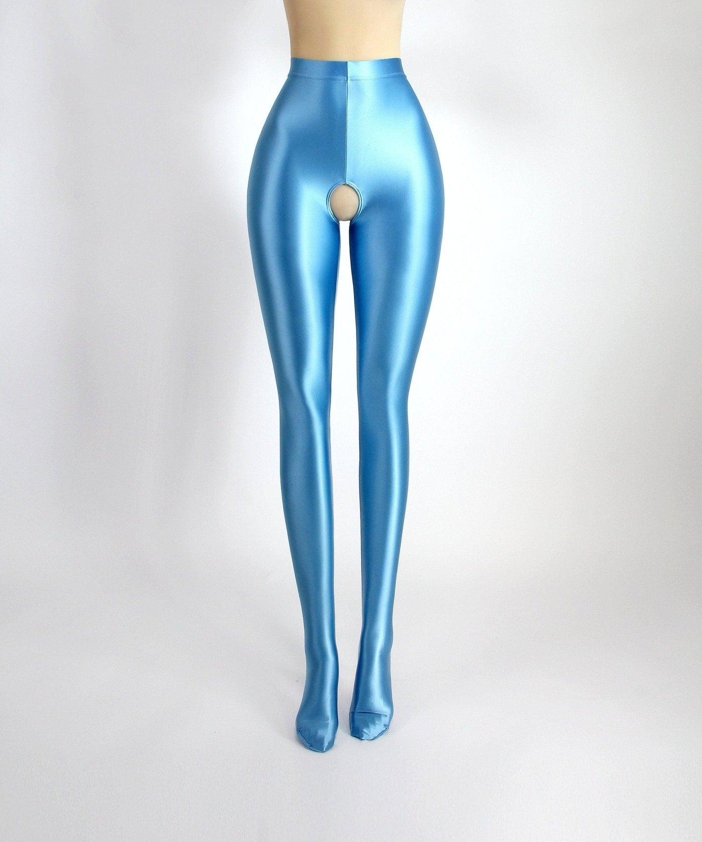 High - Shine Crotchless Spandex Leggings - Ultra Stretch, Breathable Comfort - Glossywear Designs