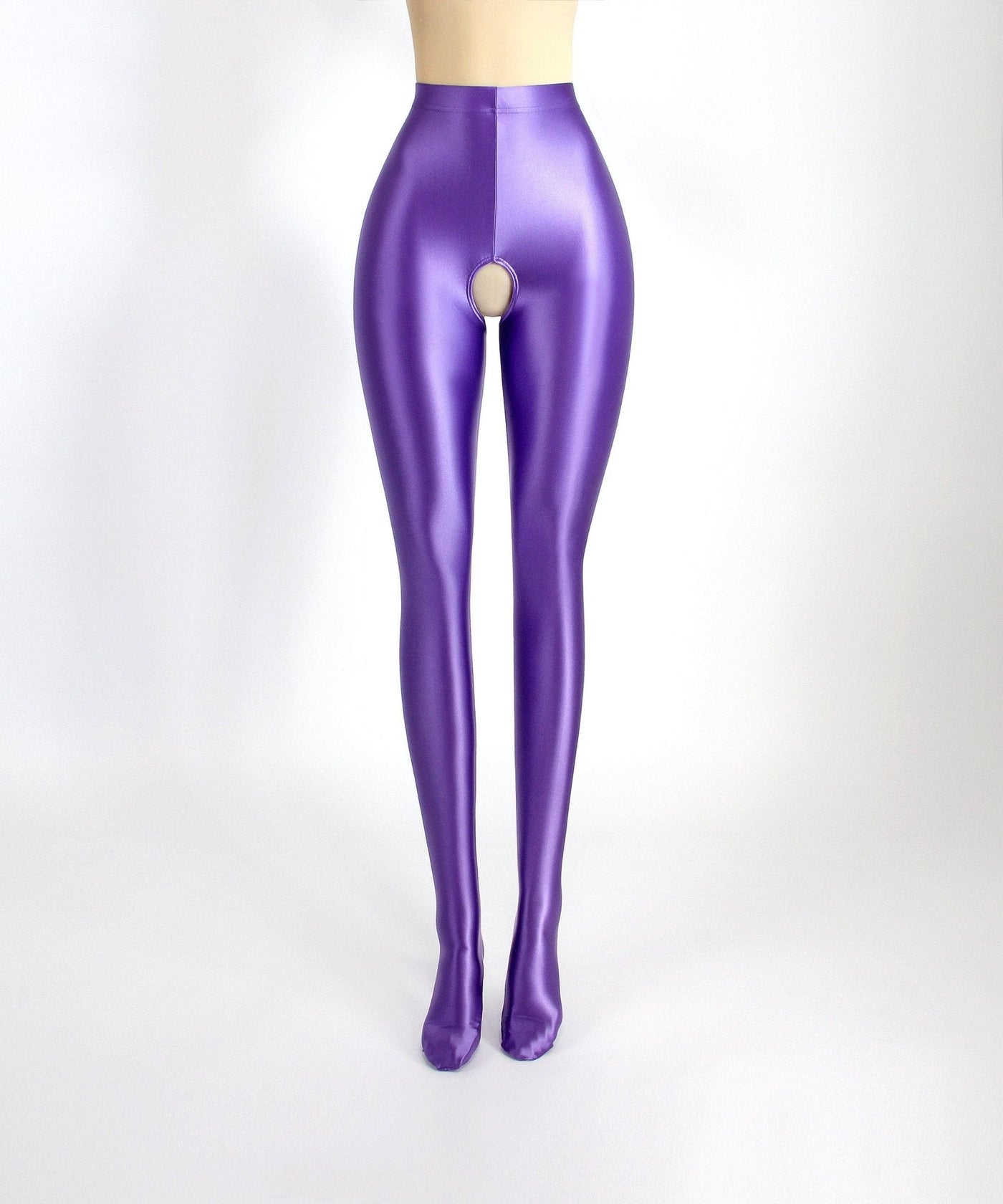 High - Shine Crotchless Spandex Leggings - Ultra Stretch, Breathable Comfort - Glossywear Designs