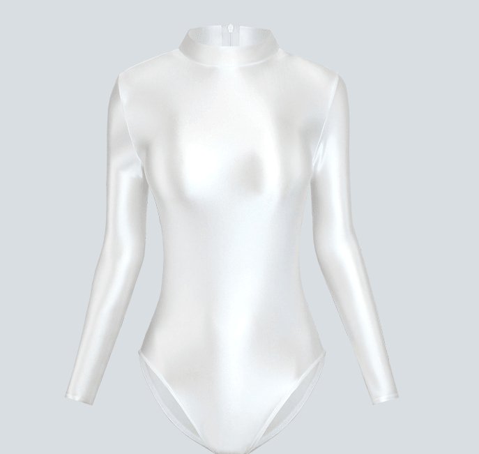 Shiny Long Sleeve Back Zipper Leotard Bodysuit | High - Shine Elastic Swimwear | Super Stretch Fabric | Plus Size - Glossywear Designs