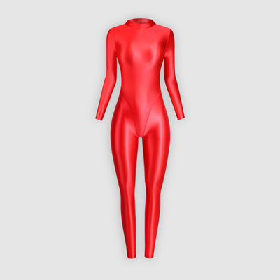 [Winter 2024 New Product New Color] Full - Body Unitard with High Neck, Back Zipper, Long Sleeves, and Ankle Long Design - Glossywear Designs