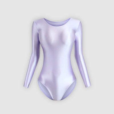 Long Sleeve Shiny Leotard Bodysuit | Full Coverage & Stretch Fit - Glossywear Designs