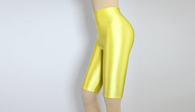 Shiny Metallic Workout Shorts Knee Length - 13 Colors - Glossywear Designs