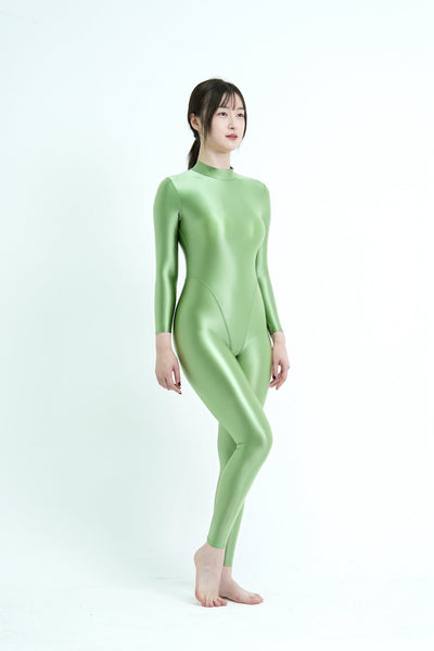 [Winter 2024 New Product New Color] Full - Body Unitard with High Neck, Back Zipper, Long Sleeves, and Ankle Long Design - Glossywear Designs