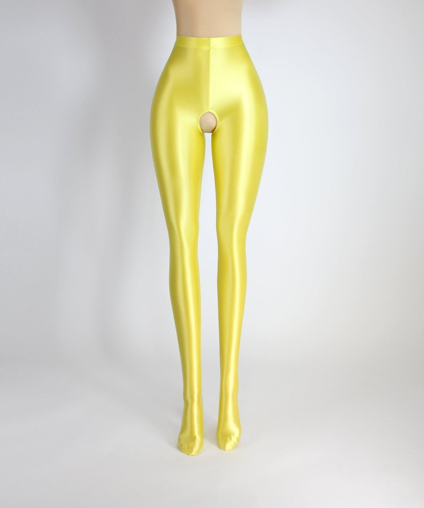 High - Shine Crotchless Spandex Leggings - Ultra Stretch, Breathable Comfort - Glossywear Designs