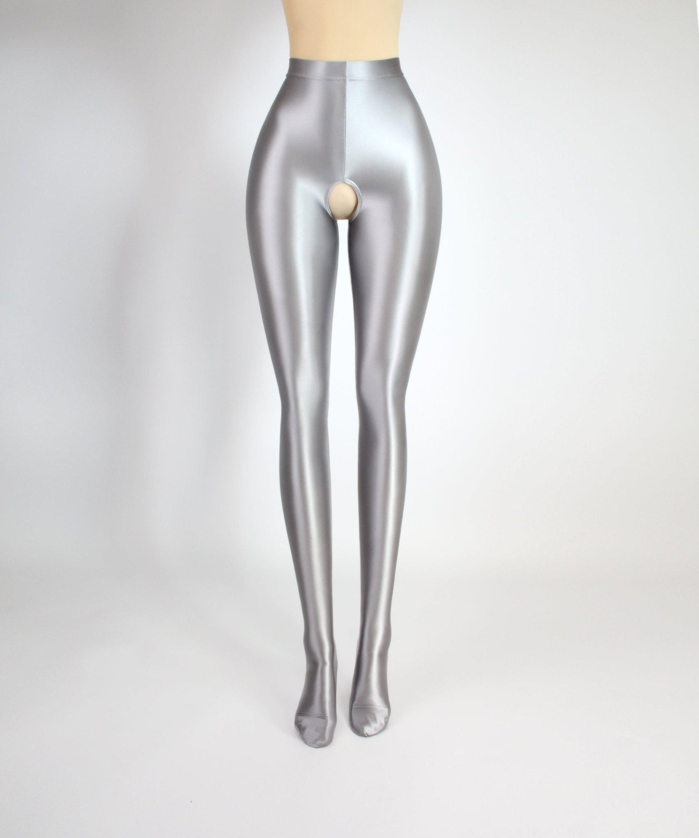 High - Shine Crotchless Spandex Leggings - Ultra Stretch, Breathable Comfort - Glossywear Designs