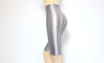 Shiny Metallic Workout Shorts Knee Length - 13 Colors - Glossywear Designs