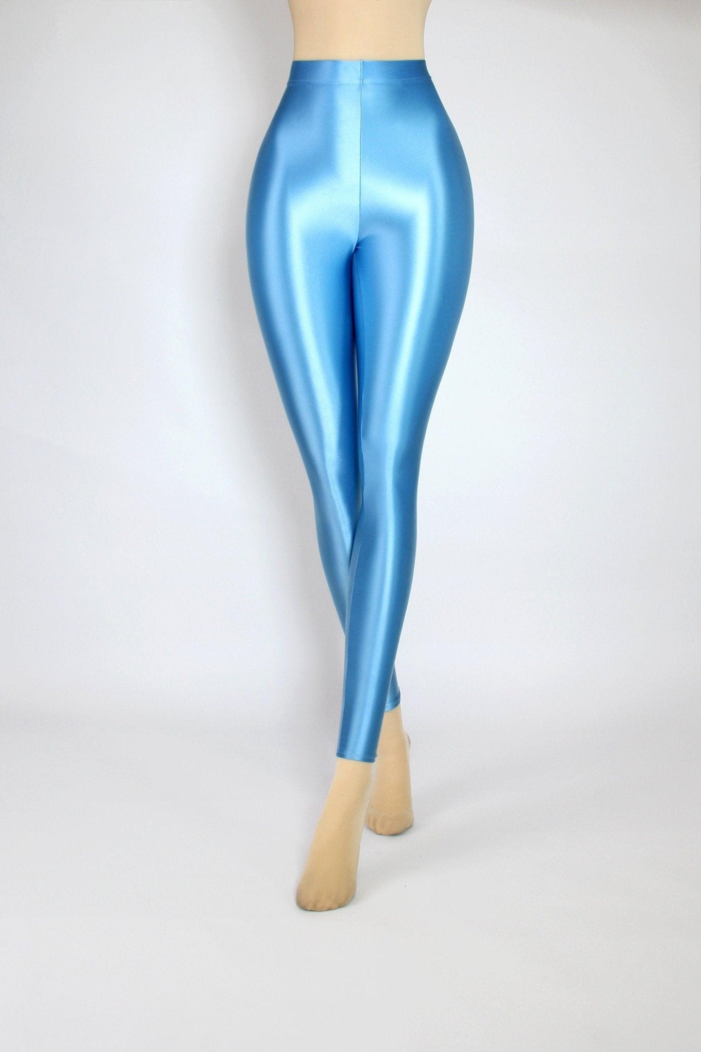 Shiny Stretch Leggings for Gymnastics, Cosplay, & Casual Wear - Glossywear Designs