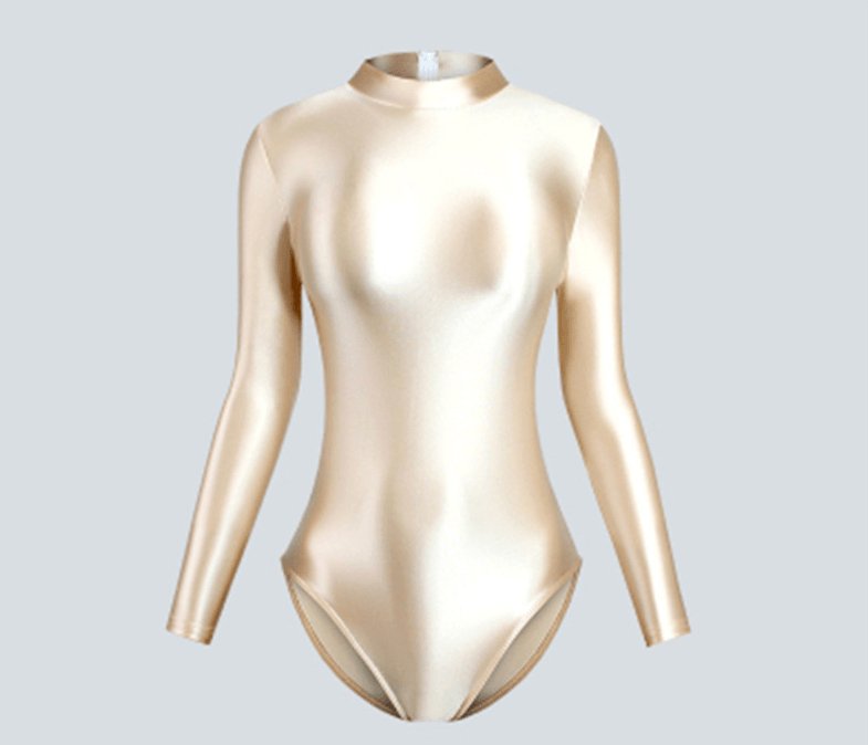 Shiny Long Sleeve Back Zipper Leotard Bodysuit | High - Shine Elastic Swimwear | Super Stretch Fabric | Plus Size - Glossywear Designs