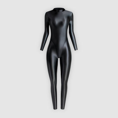 [Winter 2024 New Product New Color] Full - Body Unitard with High Neck, Back Zipper, Long Sleeves, and Ankle Long Design - Glossywear Designs