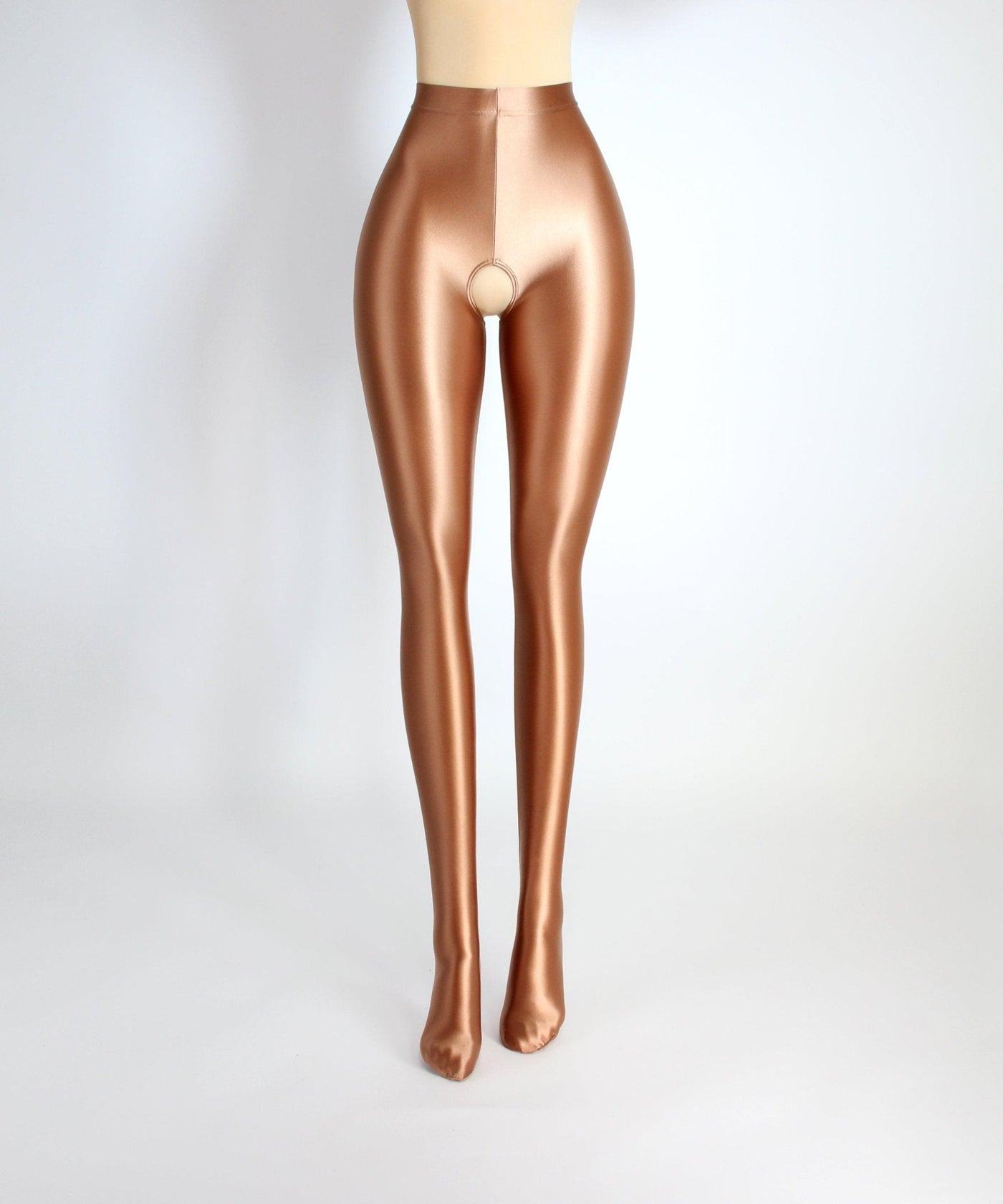 High - Shine Crotchless Spandex Leggings - Ultra Stretch, Breathable Comfort - Glossywear Designs