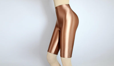 Shiny Metallic Workout Shorts Knee Length - 13 Colors - Glossywear Designs