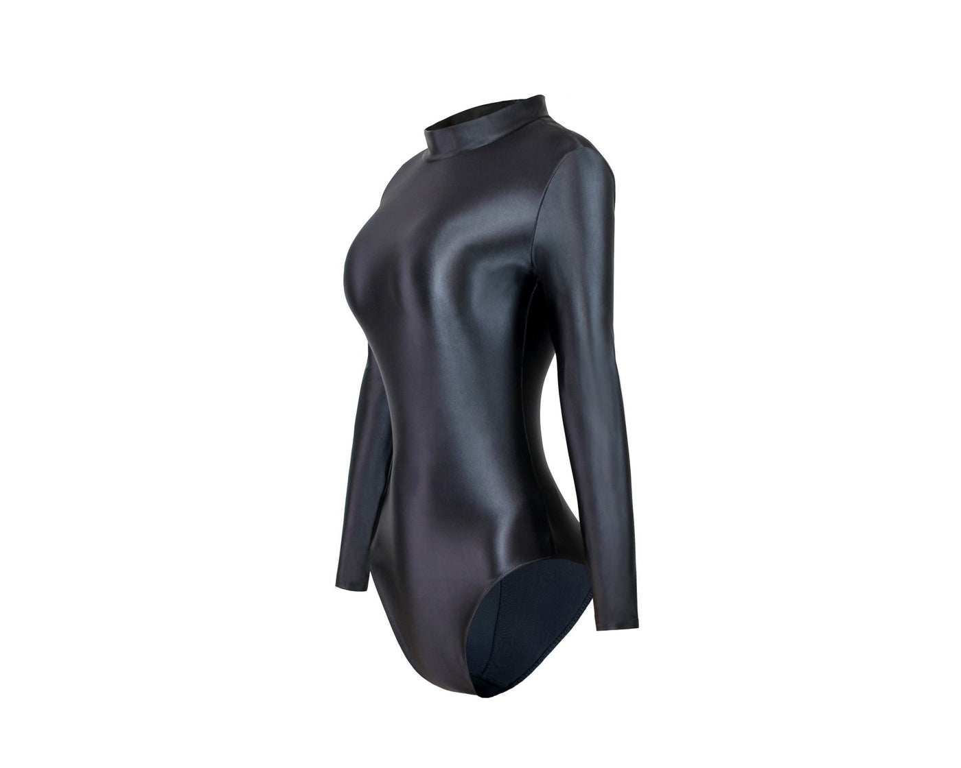 Shiny Long Sleeve Back Zipper Leotard Bodysuit | High - Shine Elastic Swimwear | Super Stretch Fabric | Plus Size - Glossywear Designs