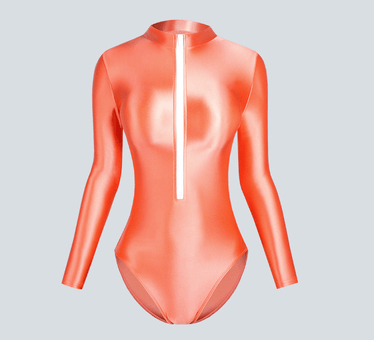 Front Zipper Shiny Leotard Long Sleeve Bodysuit - 13 Colors - Glossywear Designs