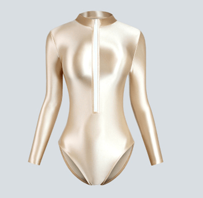 Front Zipper Shiny Leotard Long Sleeve Bodysuit - 13 Colors - Glossywear Designs