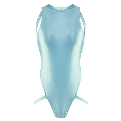 Shiny Metallic G-String One piece Swimsuit- Leotard - Slim Tights Swimsuit- Sports Fitness - Beach Sun Bathing Suit Japanese Swimwear