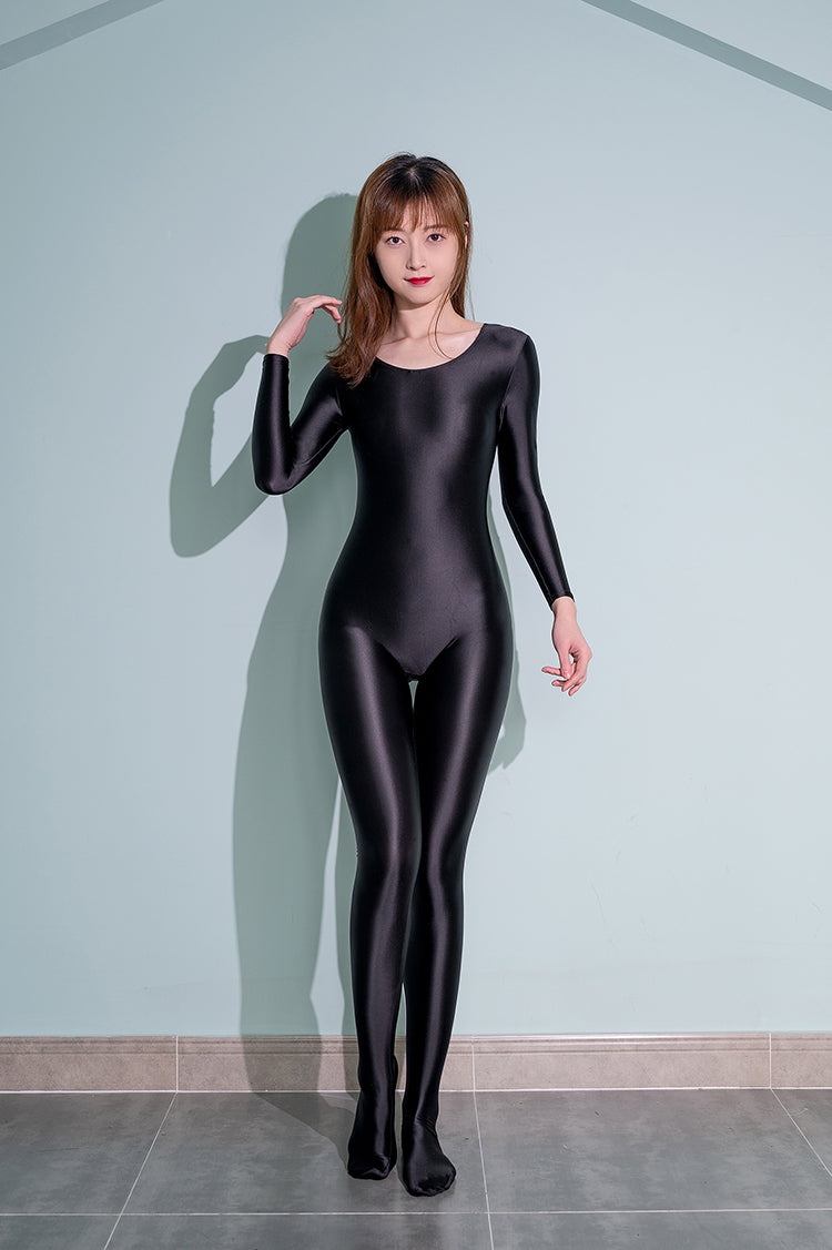 Standard Shiny Satin Unitard Zentai Bodysuit -  Full Leg Full Arm Feet Covers Unisex